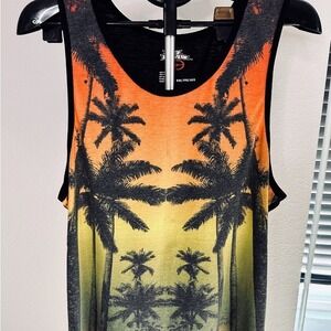 No Fear‎ Palm Tree Ombre Sunset Tank Top.